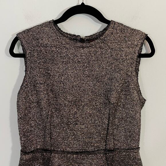 Lanvin River 2011 Women's Gold & Silver Tweed Sheath Dress Size 42 - Picture 2 of 7